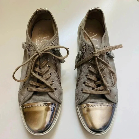 AGL Attilio Giusti Metallic Cap Toe Suede Sneakers - Picture 4 of 11